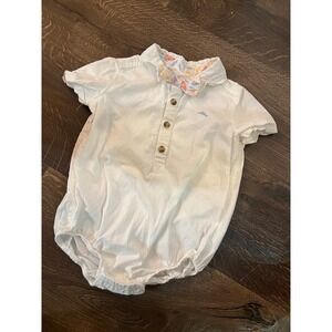 Tommy‎ Bahama Baby Boy Romper Outfit Floral Collar Button Up 24 Months onesie